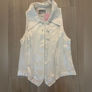 White Sleeveless Button-Up Blouse
